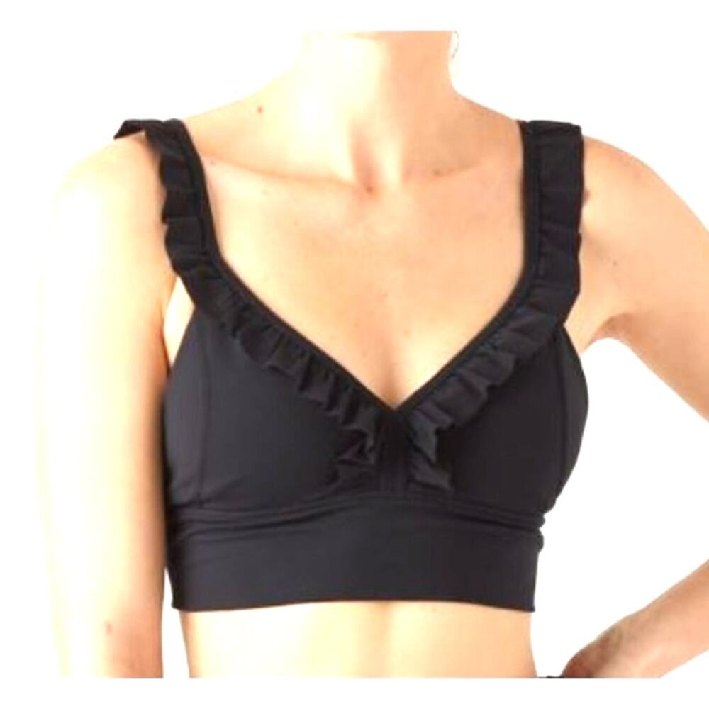 Glyder Black Ruffle Bralette Sports Bra Size Large